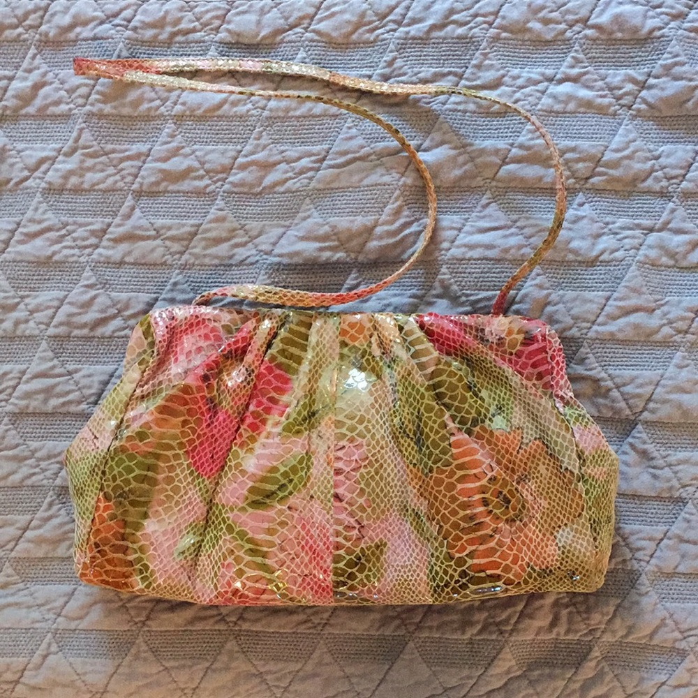 HOBO Angela Pink Peony Python Leather Purse